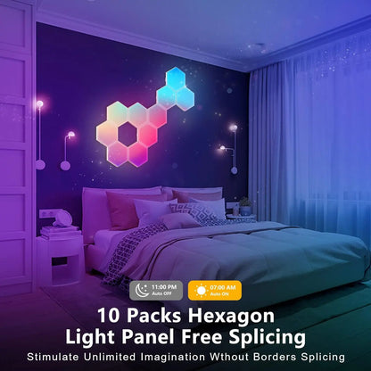 RGB Smart Hexagonal Wall Lamp Color changing Ambient Night Light DIY Shape Music Rhythm APP Game Room Bedroom Intelligent