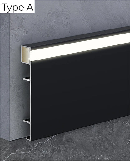 LED Aluminium Profile Baseboard Wall Skirting: Type C