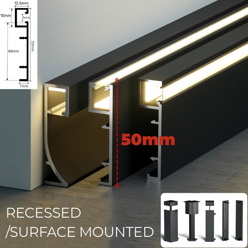 LED Aluminium Profile Baseboard Wall Skirting: Type C