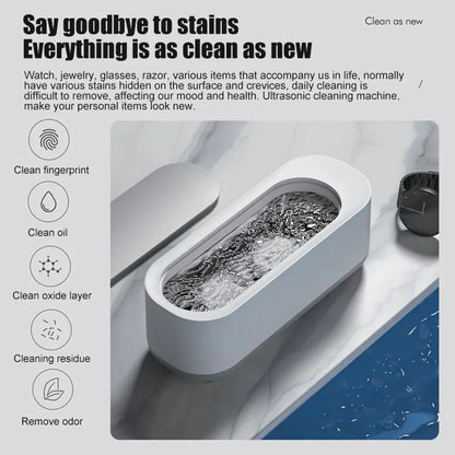 Ultrasonic Cleaner Machine High Frequency Vibration USB Rechargeable 450ml Portable