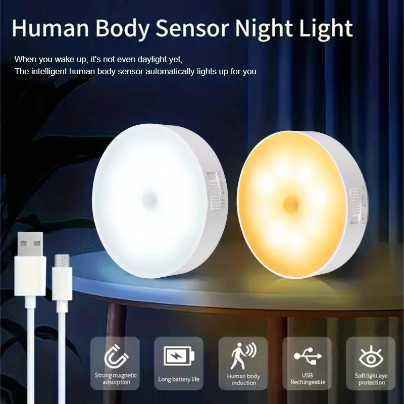 Motion Sensor LED Night Light USB Rechargeable