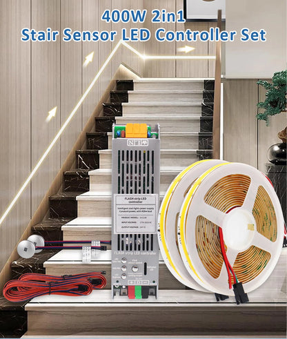 Running Water Strip Light for 24V 400W PIR Motion Sensor LED Stair Controller Staircase Lighting Decor