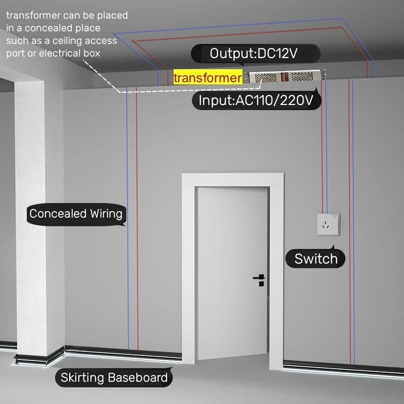 LED Aluminium Profile Baseboard Wall Skirting: Type C