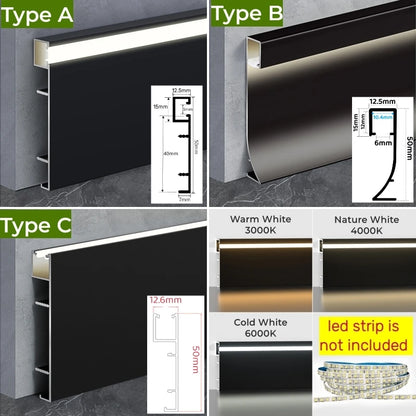 LED Aluminium Profile Baseboard Wall Skirting: Type B