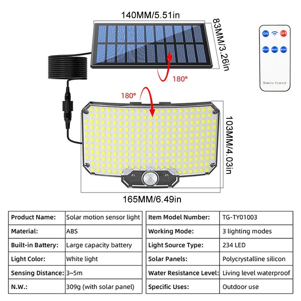 Solar Light Outdoor Super Bright Motion Sensor LED, Waterproof, 3 Working Mode