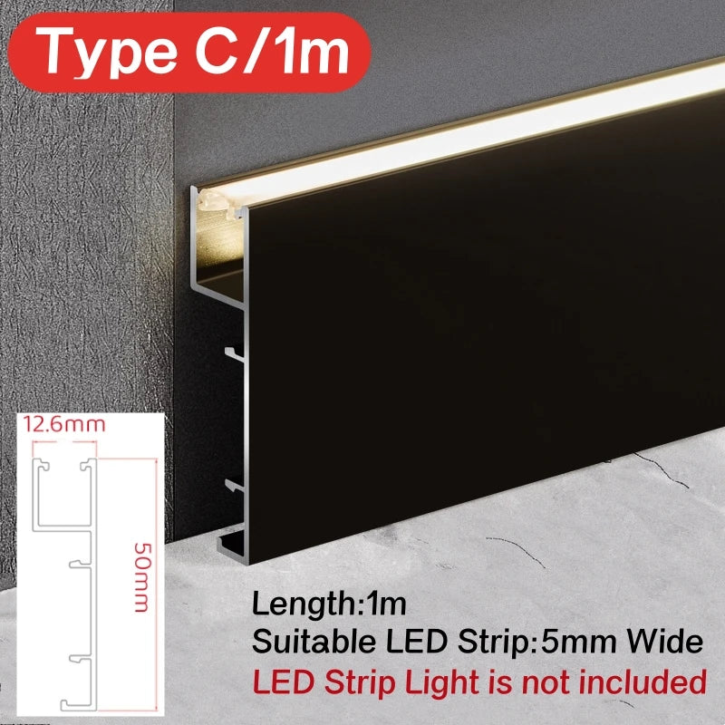 LED Aluminium Profile Baseboard Wall Skirting: Type A