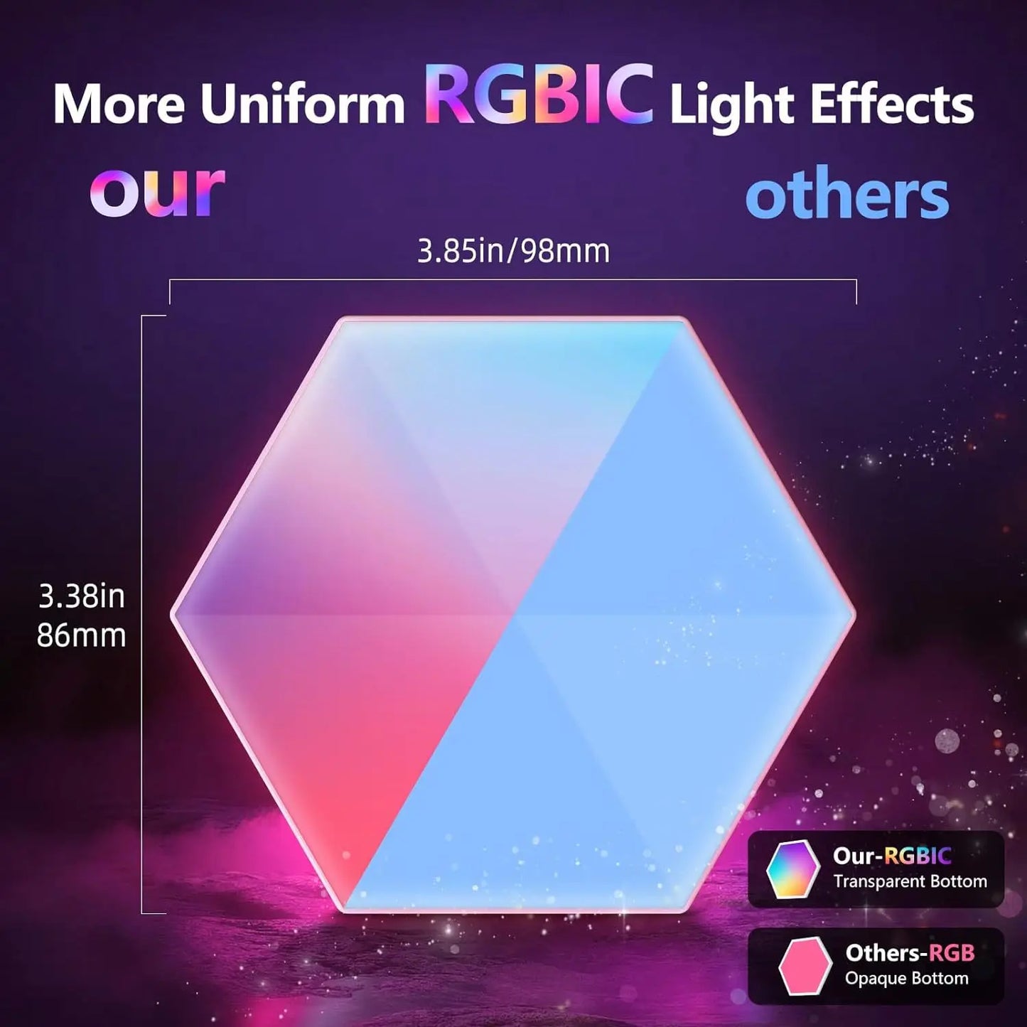 RGB Smart Hexagonal Wall Lamp Color changing Ambient Night Light DIY Shape Music Rhythm APP Game Room Bedroom Intelligent