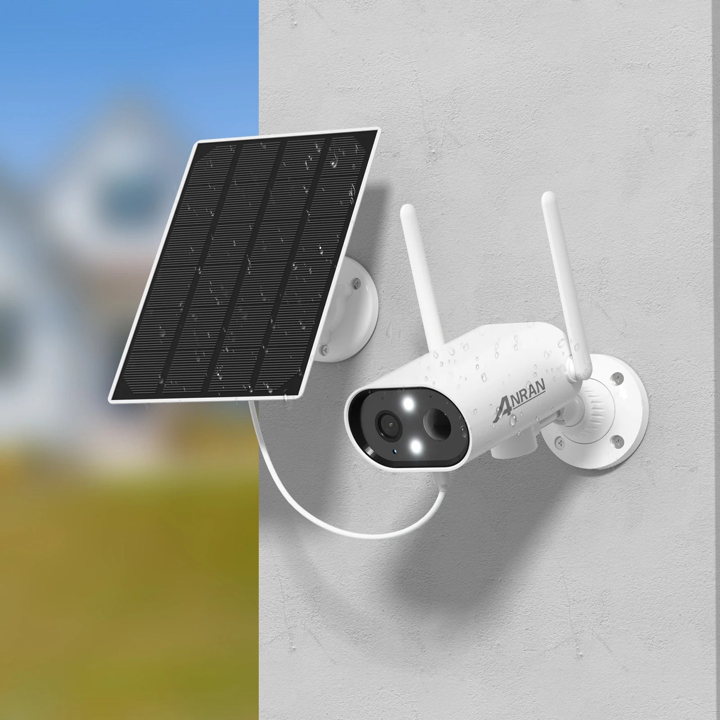 ANRAN Wireless Solar Outdoor Camera 1296P HD WiFi Security Surveillance Camera With Remote Viewing And Spotlight Siren Alarm