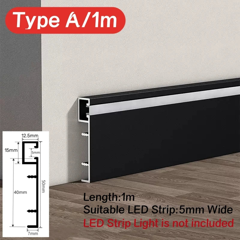 LED Aluminium Profile Baseboard Wall Skirting: Type A