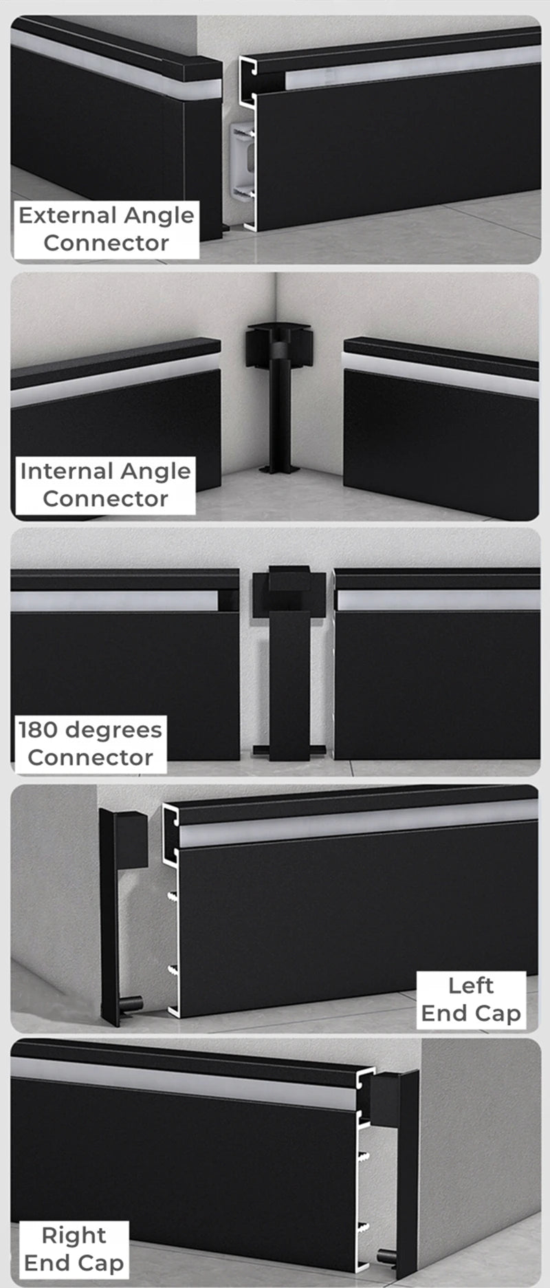 LED Aluminium Profile Baseboard Wall Skirting: Type C