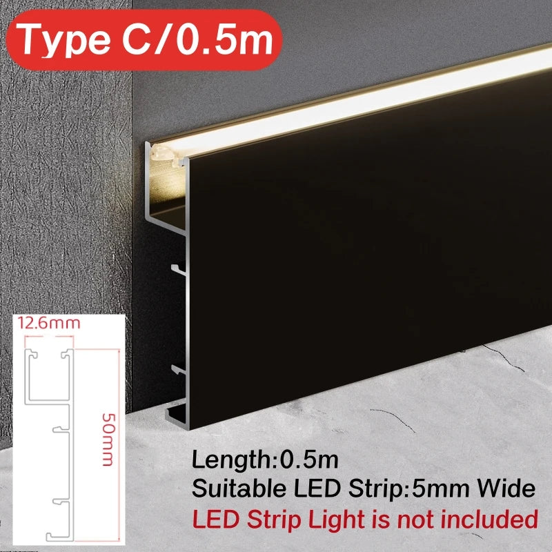 LED Aluminium Profile Baseboard Wall Skirting: Type A