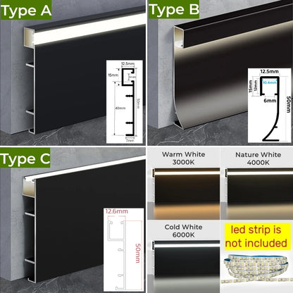 LED Aluminium Profile Baseboard Wall Skirting: Type C