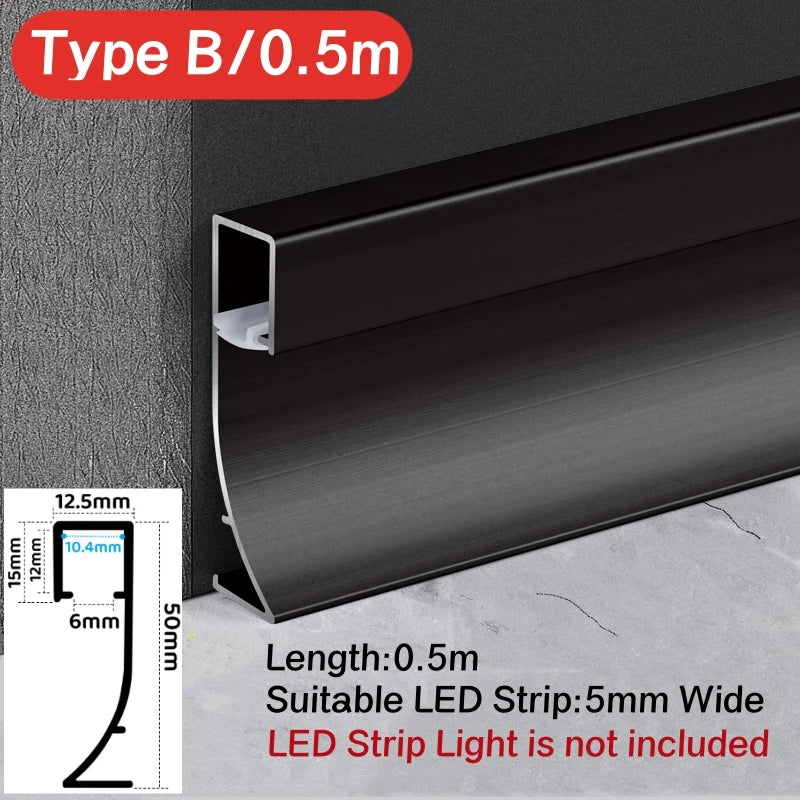 LED Aluminium Profile Baseboard Wall Skirting: Type B