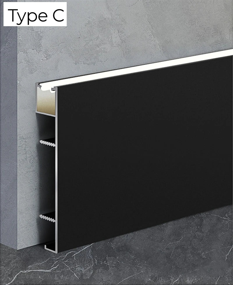 LED Aluminium Profile Baseboard Wall Skirting: Type C